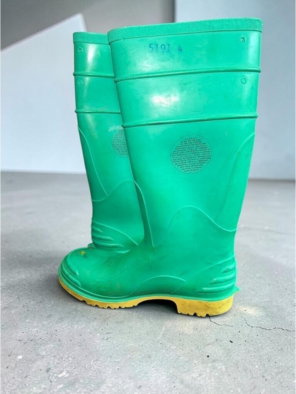 Bata Hazmax Green Yellow Rubber Industrial Safety Boots Mens 9 Made in USA 51914